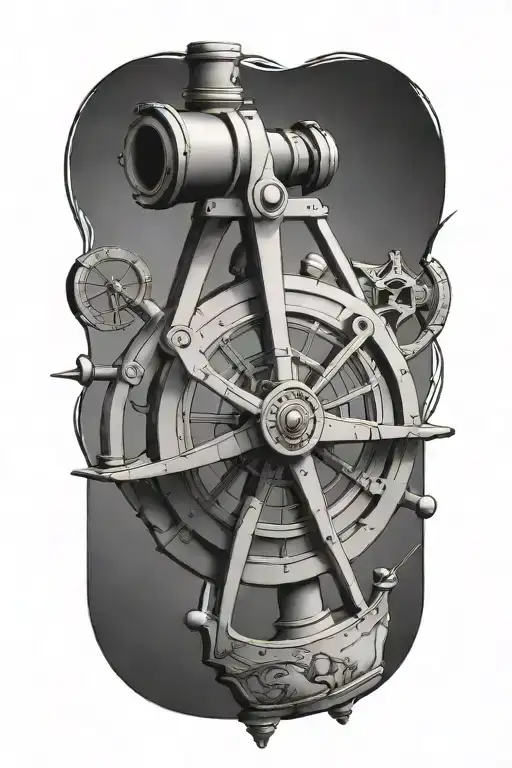 Nautical sextant fine line tattoo tattoo design idea