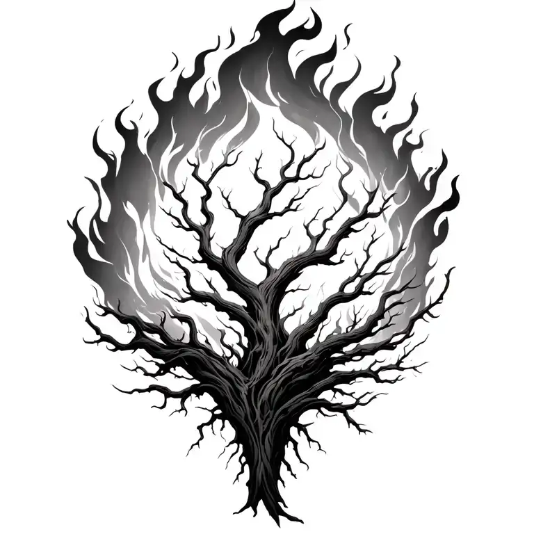 burning bush from the book of exodus tattoo design idea
