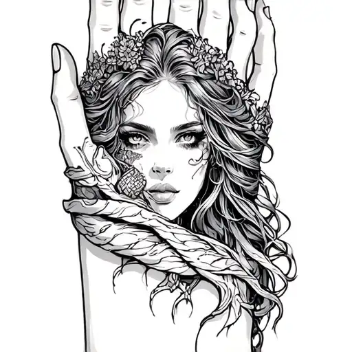 Wrap around wrist cuff feminine inner demons tattoo design idea