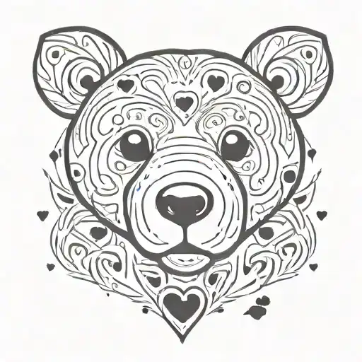 Teddy bear with heart-shaped paw prints tattoo design idea
