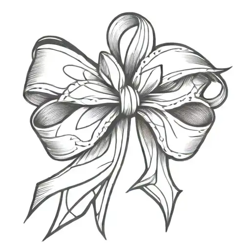 elegant silky bow ribbon wrapped tattoo design idea