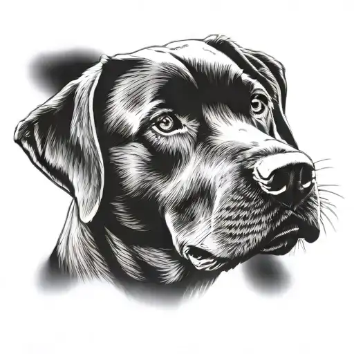 Chocolate Lab dog tattoo design idea