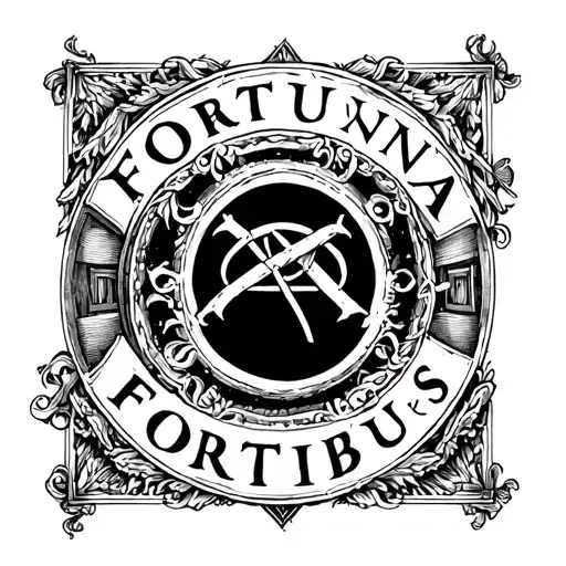 only a sentence "Fortuna Favet Fortibus", font style is similar to the Pantheon in Rome. The tattoo is on my forearm tattoo design idea