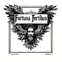 only a sentence "Fortuna Favet Fortibus", font style is similar to the Pantheon in Rome. The tattoo is on my forearm tattoo design idea