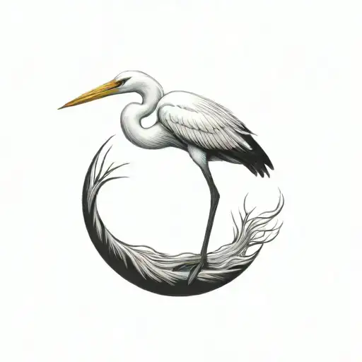 Coverup egret tattoo design idea