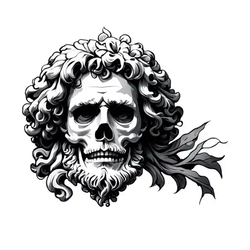 memento mori with marcus aurelius face tattoo design idea