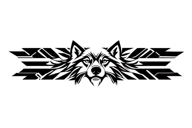 band with wolf face tattoo design idea