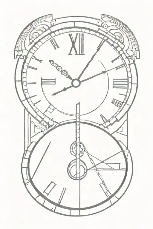 Cyberpunk, clock face, wheel, Paris, Dubai tattoo design idea