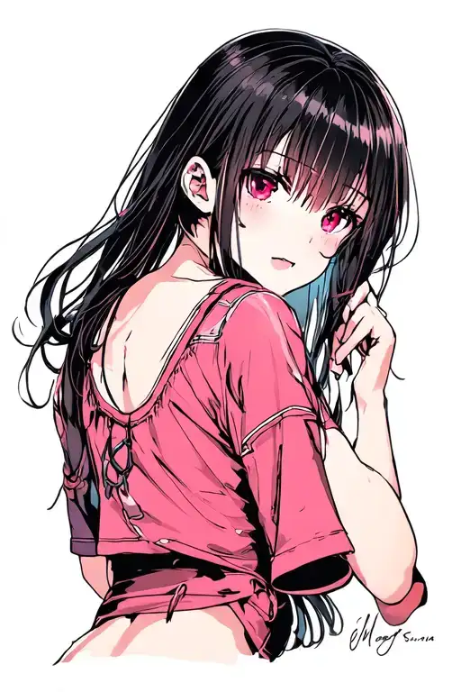 ahegao anime girl looking back you make me tattoo design idea