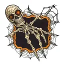 skeleton hand with spider web tattoo design idea