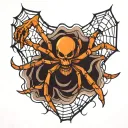 skeleton hand with spider web tattoo design idea