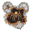 skeleton hand with spider web tattoo design idea