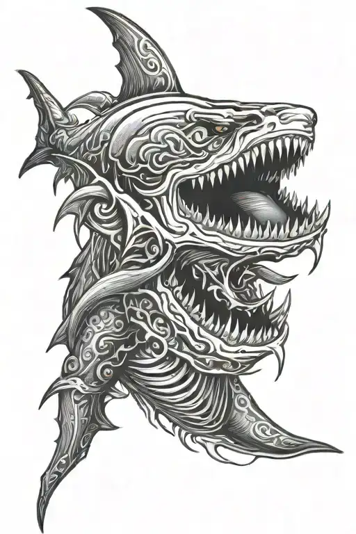 demon shark tattoo design idea