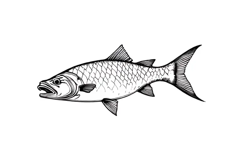Cooper in the shape of a barramundi  tattoo design idea