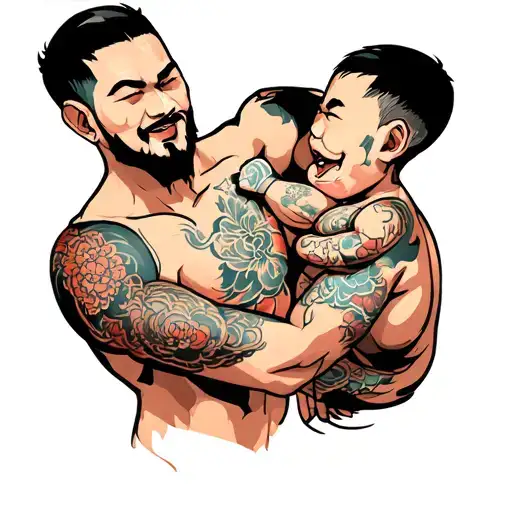 crossfit father and son tattoo design idea