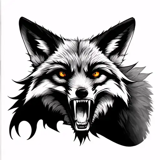 realistic snarling fox tattoo design idea