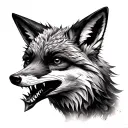 realistic snarling fox tattoo design idea