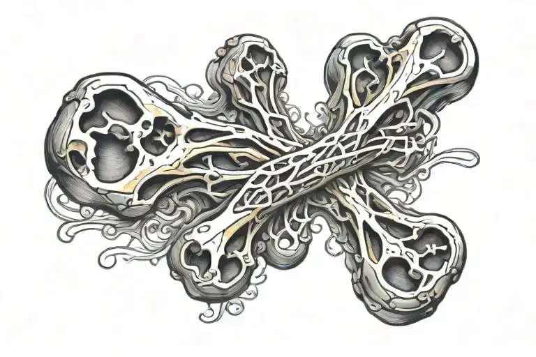 Dog Bone with the name intertwined tattoo design idea
