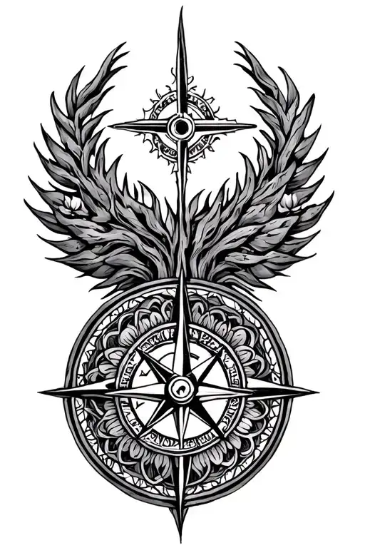 vikings compass with tree of life with mandala design tattoo design idea