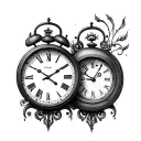 2 birth clocks tattoo design idea