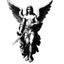 biblically accurate angel holding a sword tattoo design idea