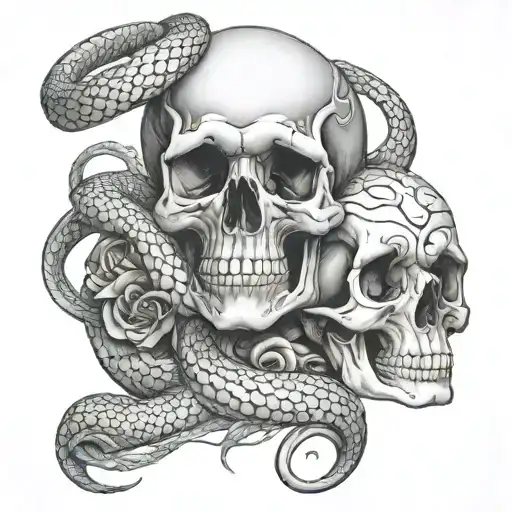 pretty skull and snake tatt tattoo design idea