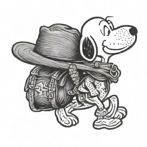 Cowboy Snoopy dressed tattoo design idea