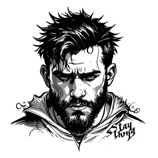 stay strong man tattoo design idea