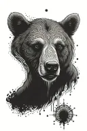 bear druid meditating tattoo design idea