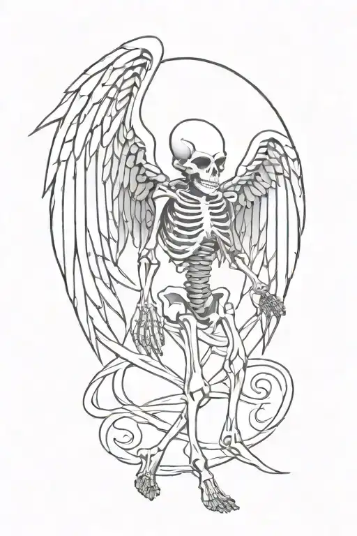 skeleton angel tattoo design idea