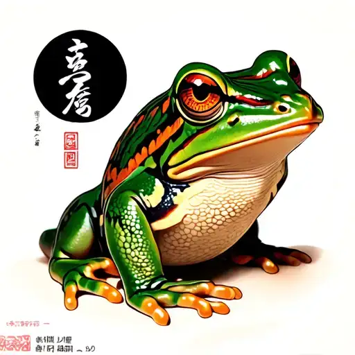 frog old samourai cover with japanese tattoo design idea