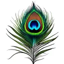 peacock feather quill scrawling tattoo design idea