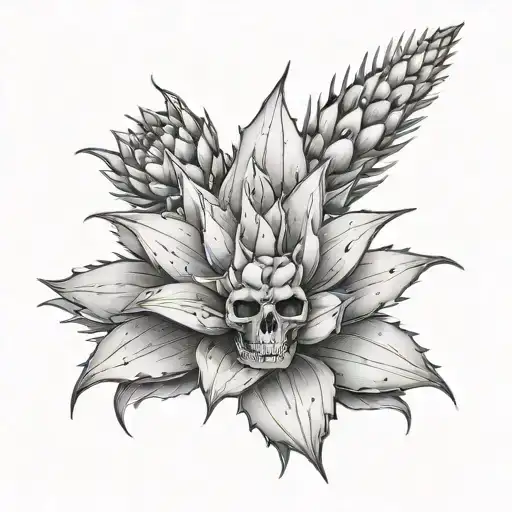 agave and skeleton  tattoo design idea