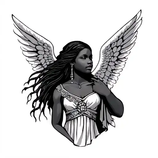 African Angel tattoo design idea