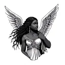 African Angel tattoo design idea