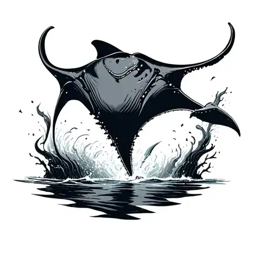 Manta ray whale breaching tattoo design idea