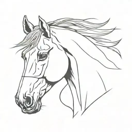 horse head profile holding tattoo design idea