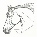 horse head profile holding tattoo design idea