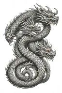 twin dragons intertwined tattoo design idea