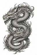 twin dragons intertwined tattoo design idea