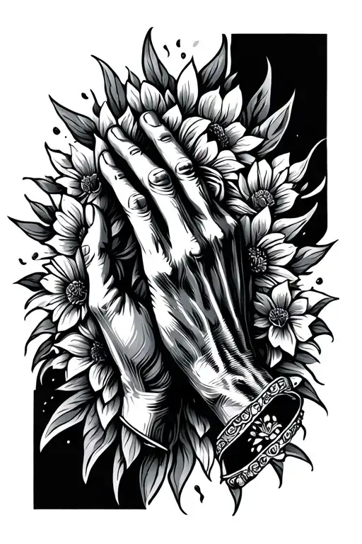 hand praying tattoo design idea