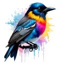 mockingbird blended with crow tattoo design idea