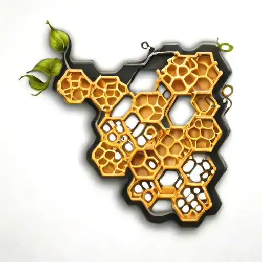 honeycomb and vine intertwined tattoo design idea