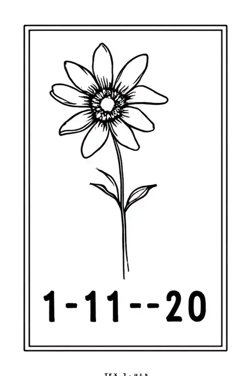 "11-11-20" stick and poke flower tattoo design idea