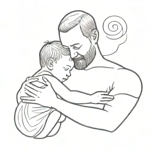 newborn with father holding in the arms tattoo design idea