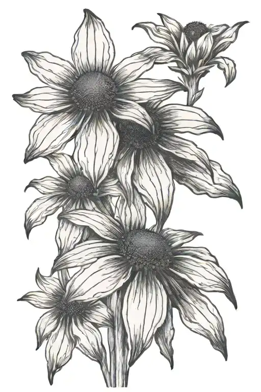 black eye Susan flower growing dim Illuminated tattoo design idea