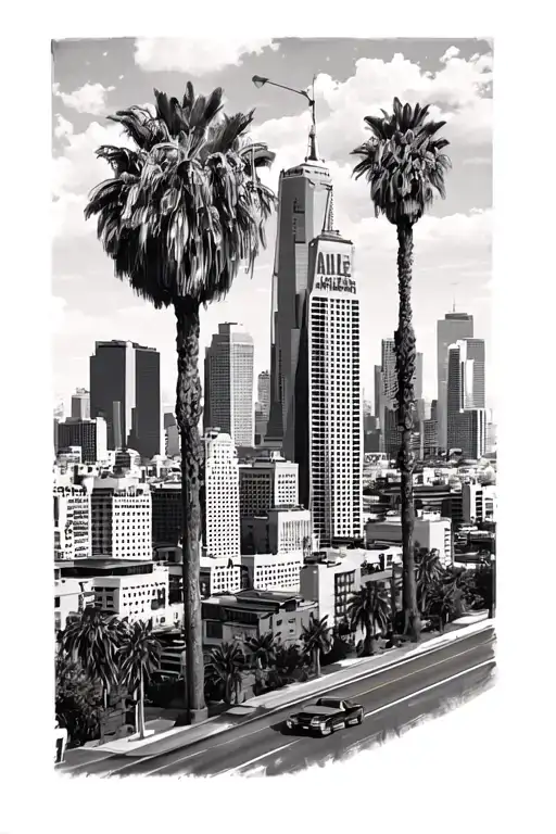 Los Angeles Skyline tattoo design idea