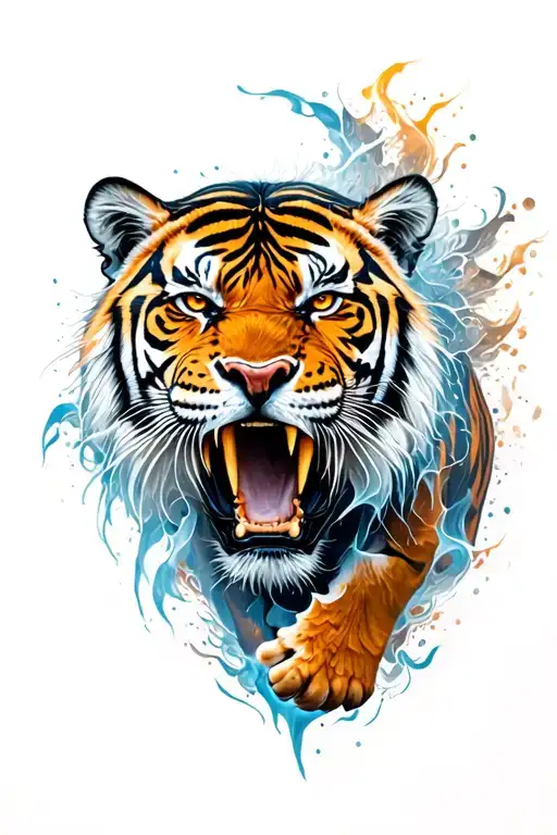 tiger tearing through skin tattoo design idea