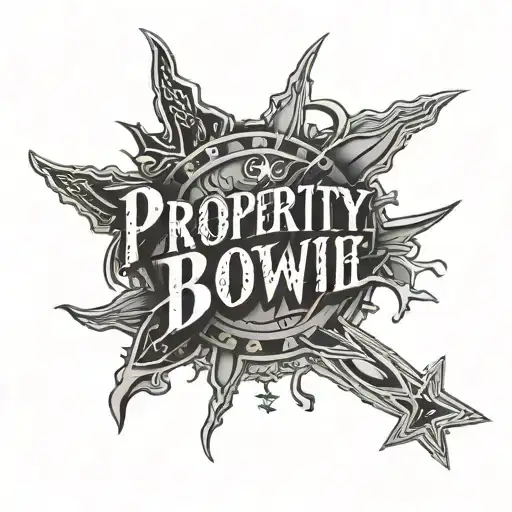“Property Of Bowie” gothic style lettering style tattoo design idea