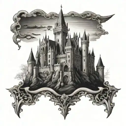 gothic castles  tattoo design idea